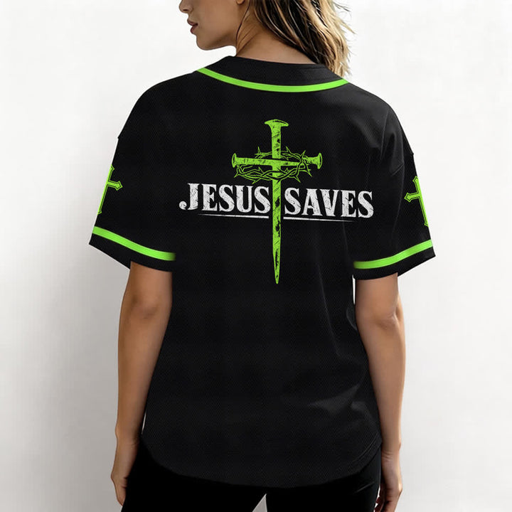 Christianartworkshop Jesus Saves Thorn Crown Schwarzes Mesh-Baseballtrikot - image 52