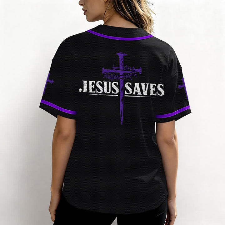 Christianartworkshop Jesus Saves Thorn Crown Schwarzes Mesh-Baseballtrikot - image 59