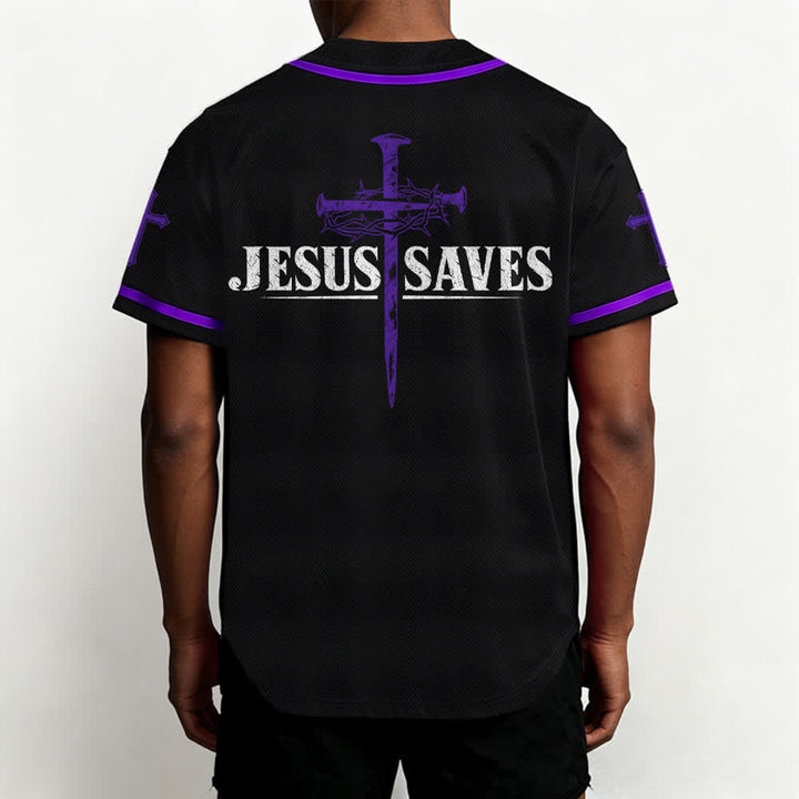 Christianartworkshop Jesus Saves Thorn Crown Schwarzes Mesh-Baseballtrikot - image 61