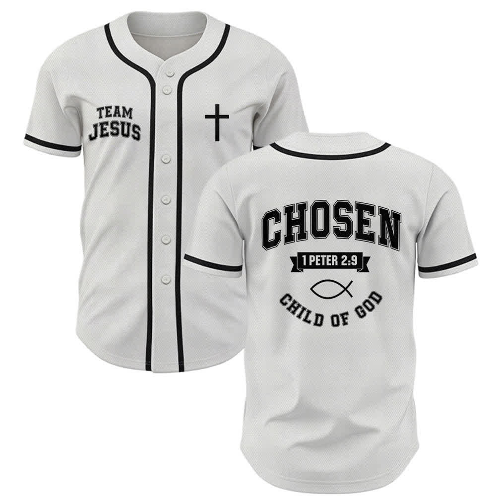 Christianartworkshop Team Jesus Chosen Mesh Baseballtrikot - Weiß - 5XL - image 0