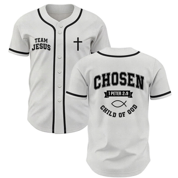 Christianartworkshop Team Jesus Chosen Mesh Baseballtrikot - Weiß - 5XL - image 0