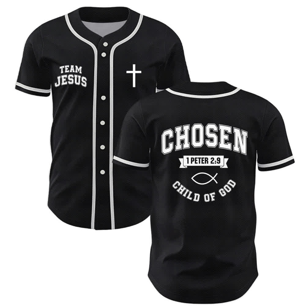 Christianartworkshop Team Jesus Chosen Mesh Baseballtrikot - Schwarz - 5XL - image 7
