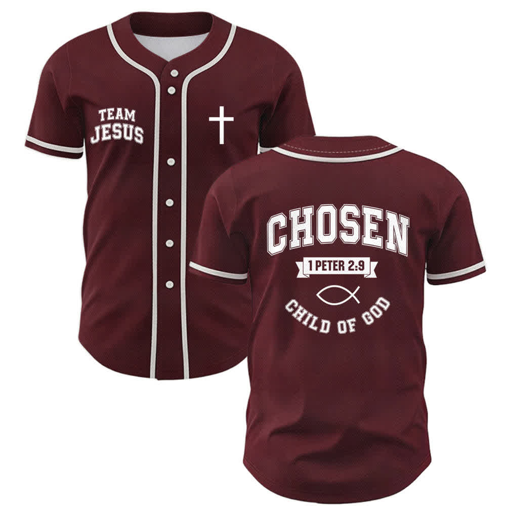 Christianartworkshop Team Jesus Chosen Mesh Baseballtrikot - Wein - 5XL - image 14