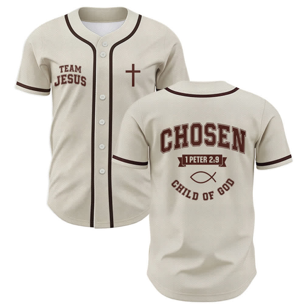Christianartworkshop Team Jesus Chosen Mesh Baseballtrikot - Beige - 5XL - image 28