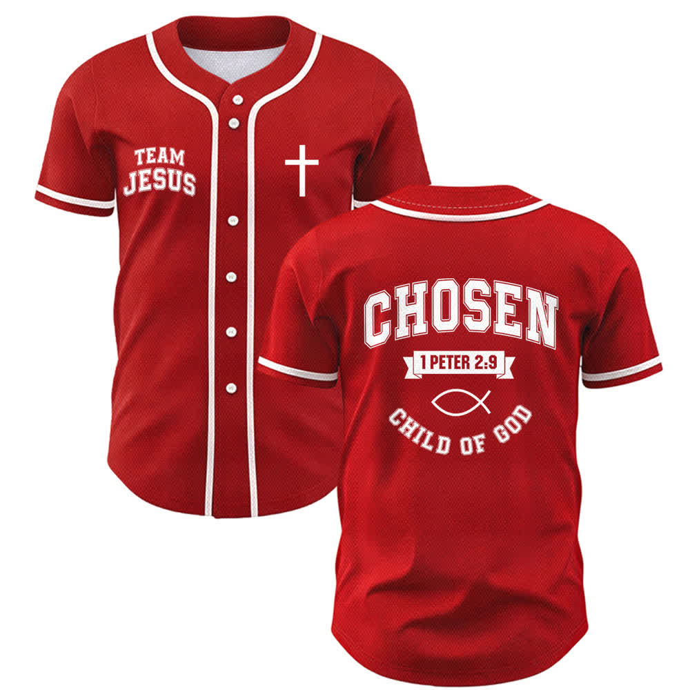 Christianartworkshop Team Jesus Chosen Mesh Baseballtrikot - Rot - 5XL - image 49