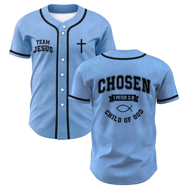Christianartworkshop Team Jesus Chosen Mesh Baseballtrikot - Blau - 5XL - image 35