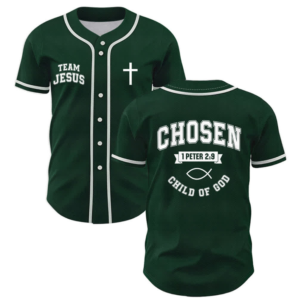 Christianartworkshop Team Jesus Chosen Mesh Baseballtrikot - Grün - 5XL - image 21