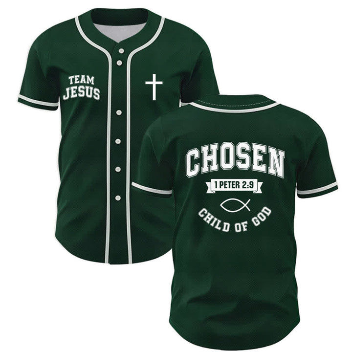 Christianartworkshop Team Jesus Chosen Mesh Baseballtrikot - Grün - 5XL - image 21