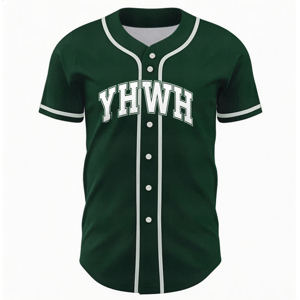 Christianartworkshop YHWH Varsity Mesh Button Front Baseballtrikot - Grün - 5XL - image 9