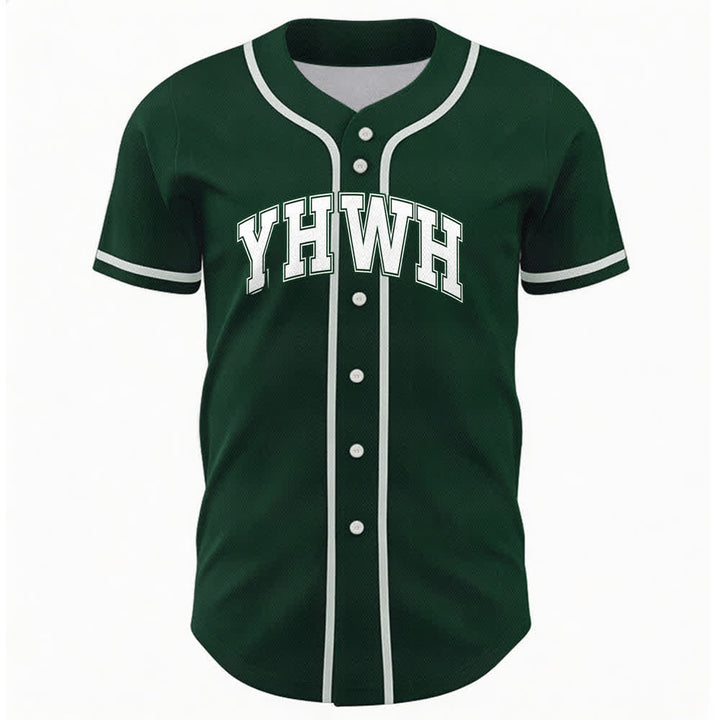 Christianartworkshop YHWH Varsity Mesh Button Front Baseballtrikot - Grün - 5XL - image 9