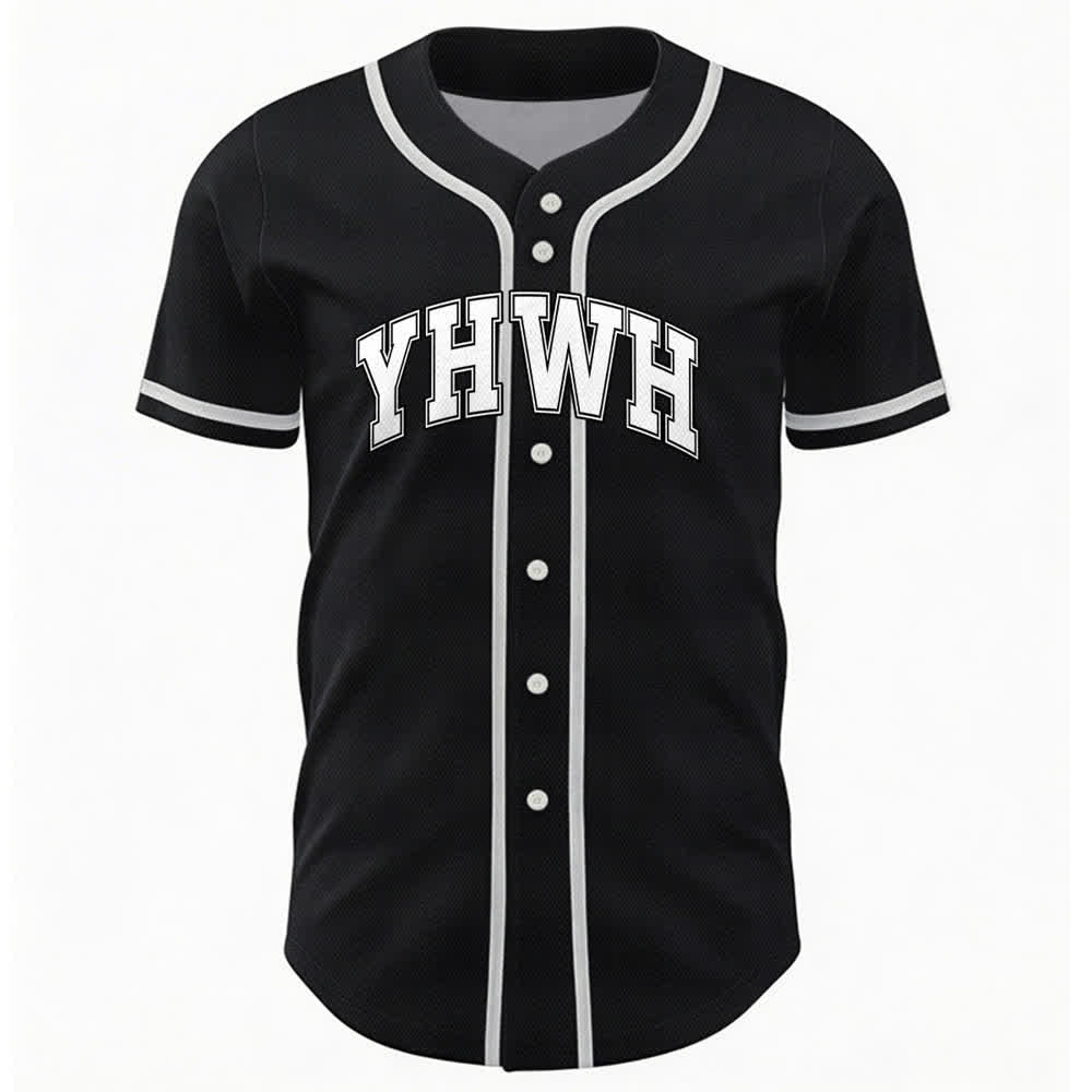 Christianartworkshop YHWH Varsity Mesh Button Front Baseballtrikot - Schwarz - 5XL - image 3