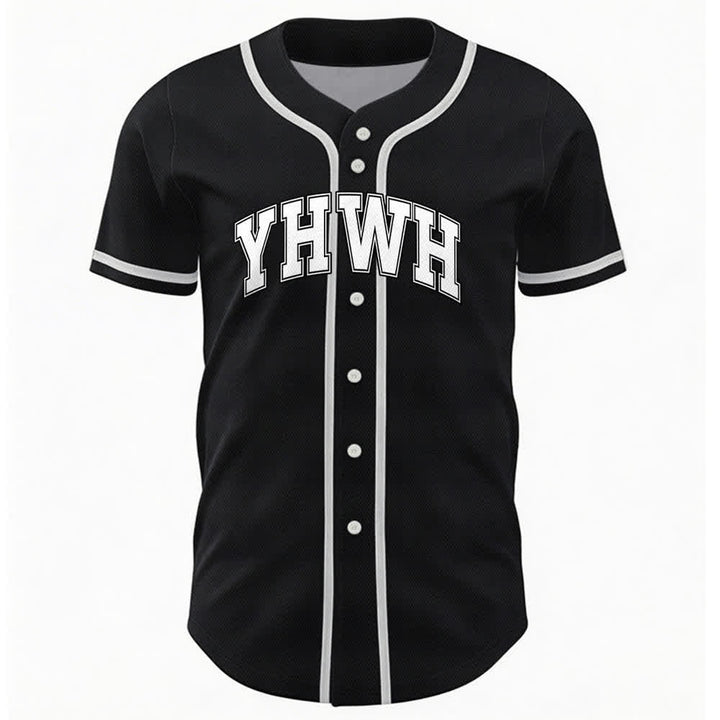 Christianartworkshop YHWH Varsity Mesh Button Front Baseballtrikot - Schwarz - 5XL - image 3
