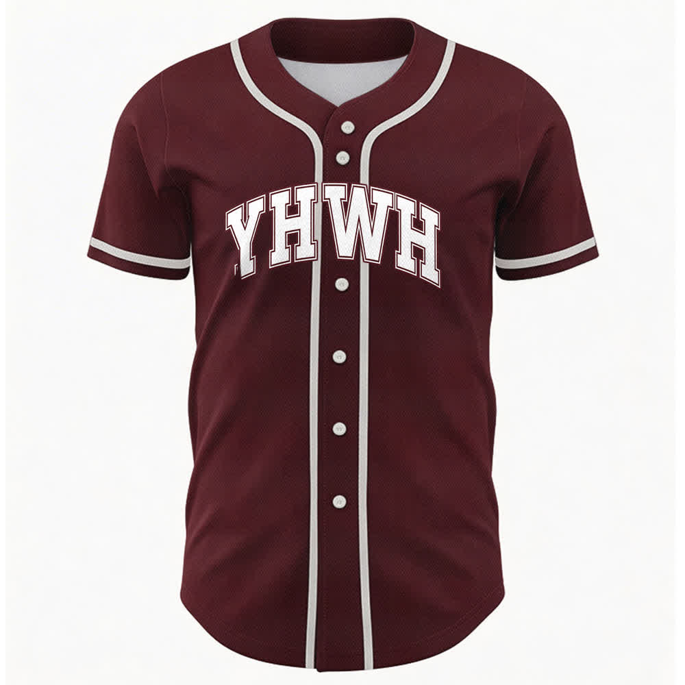 Christianartworkshop YHWH Varsity Mesh Button Front Baseballtrikot - Wein - 5XL - image 12