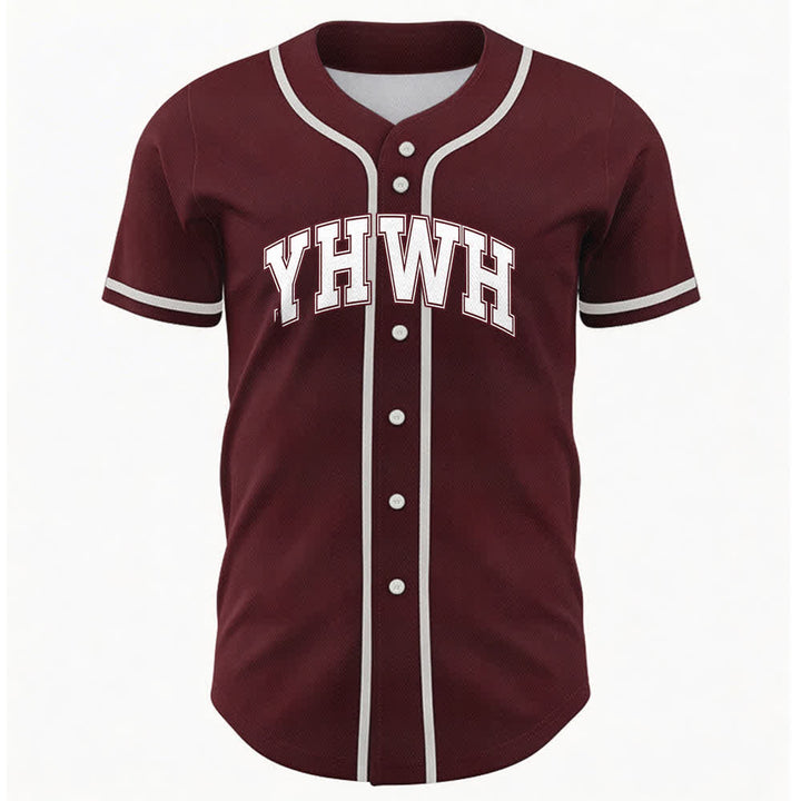 Christianartworkshop YHWH Varsity Mesh Button Front Baseballtrikot - Wein - 5XL - image 12
