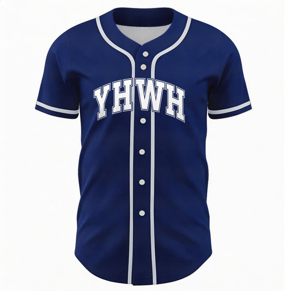 Christianartworkshop YHWH Varsity Mesh Button Front Baseballtrikot - Marine - 5XL - image 15