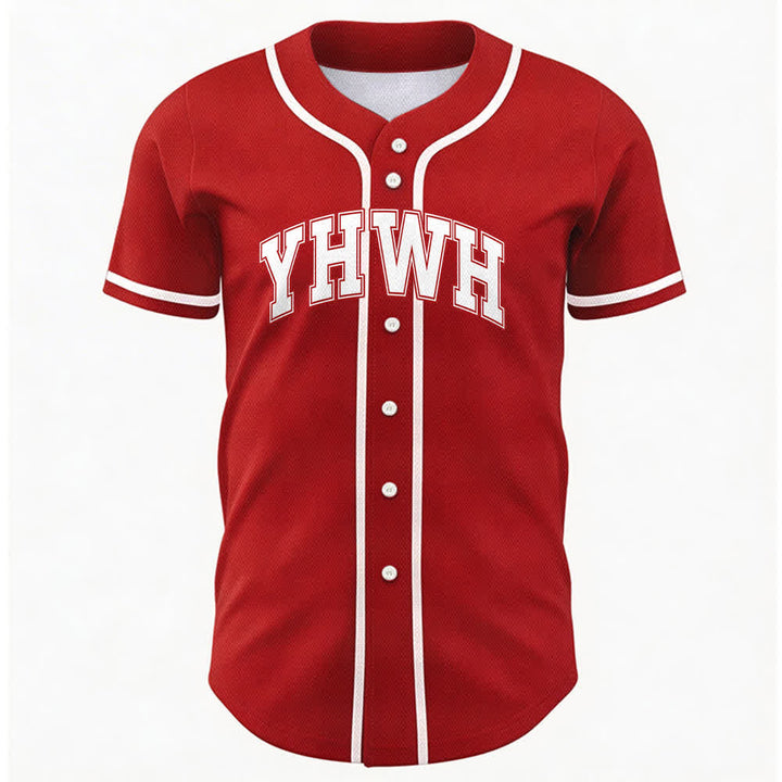 Christianartworkshop YHWH Varsity Mesh Button Front Baseballtrikot - Rot - 5XL - image 21