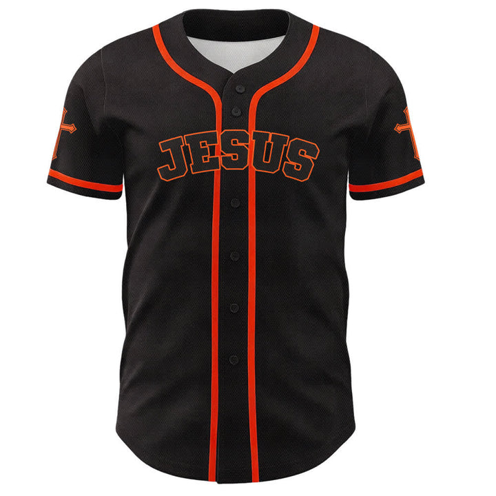 Christianartworkshop Schwarzes Baseballtrikot mit Knöpfen mit Jesus-Löwen-Motiv - image 23