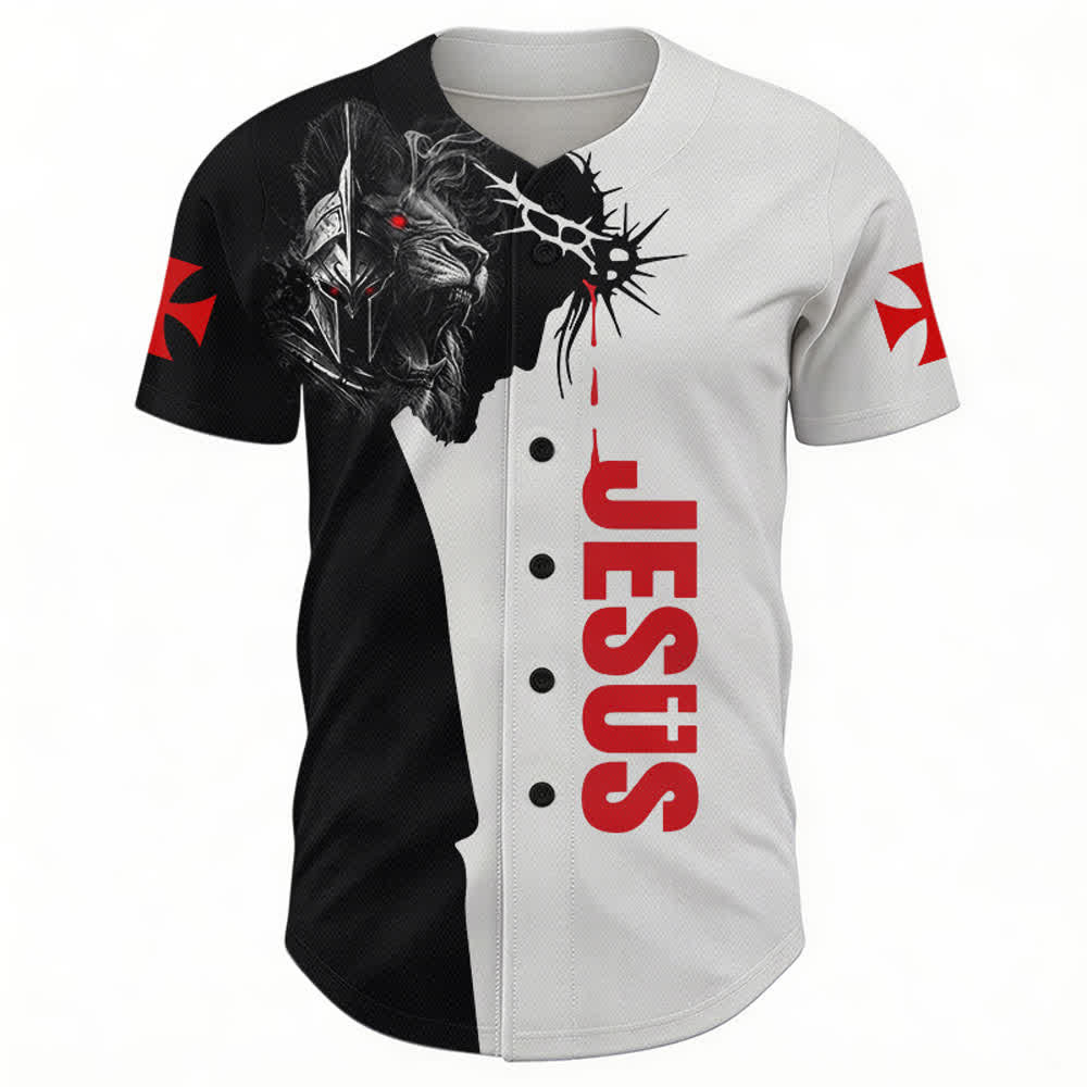 Christianartworkshop Baseballtrikot mit zweifarbiger Jesus Thorn Lion Street-Motiv - image 2
