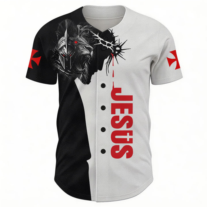 Christianartworkshop Baseballtrikot mit zweifarbiger Jesus Thorn Lion Street-Motiv - image 2