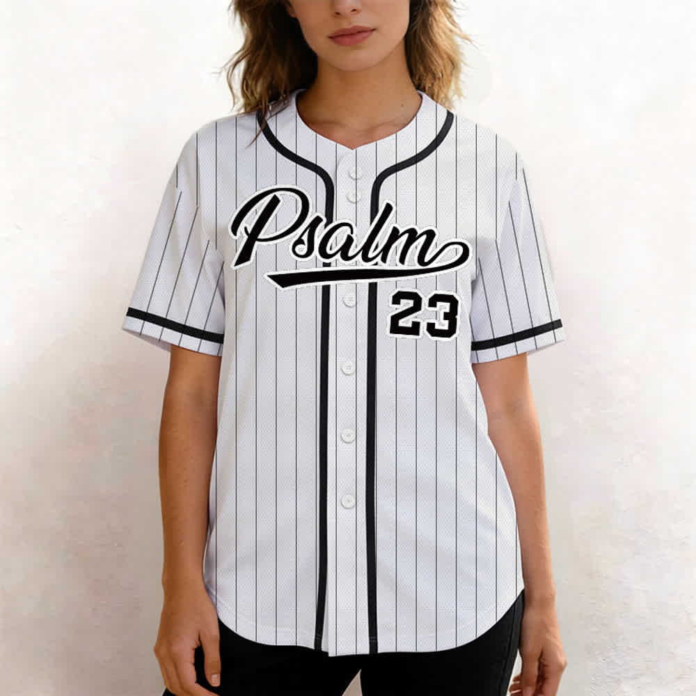 Christianartworkshop Psalm 23 Nadelstreifen-Baseballtrikot mit Knöpfen - image 4