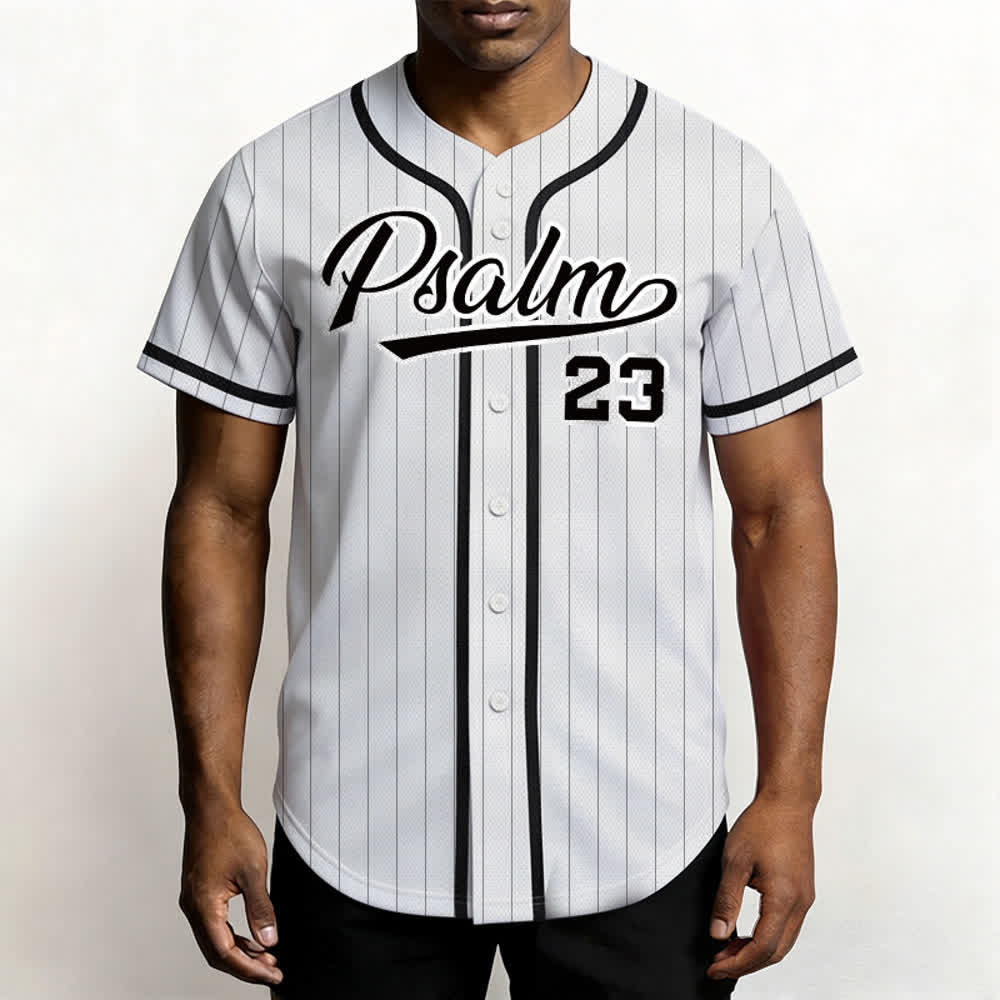 Christianartworkshop Psalm 23 Nadelstreifen-Baseballtrikot mit Knöpfen - image 6