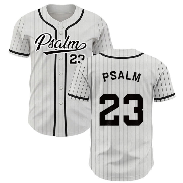 Christianartworkshop Psalm 23 Nadelstreifen-Baseballtrikot mit Knöpfen - Weiß - 5XL - image 0