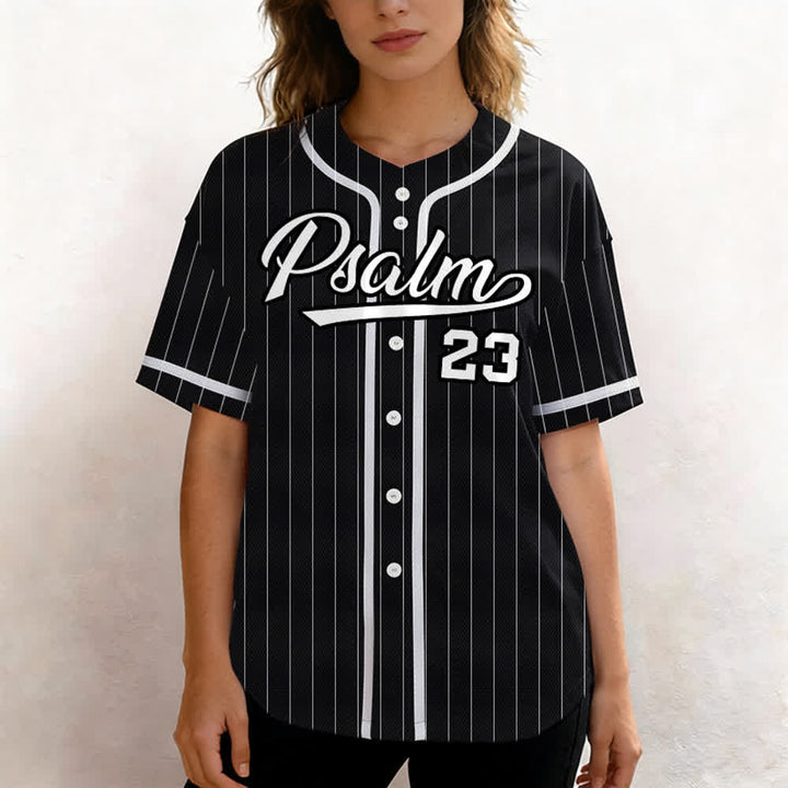 Christianartworkshop Psalm 23 Nadelstreifen-Baseballtrikot mit Knöpfen - image 13