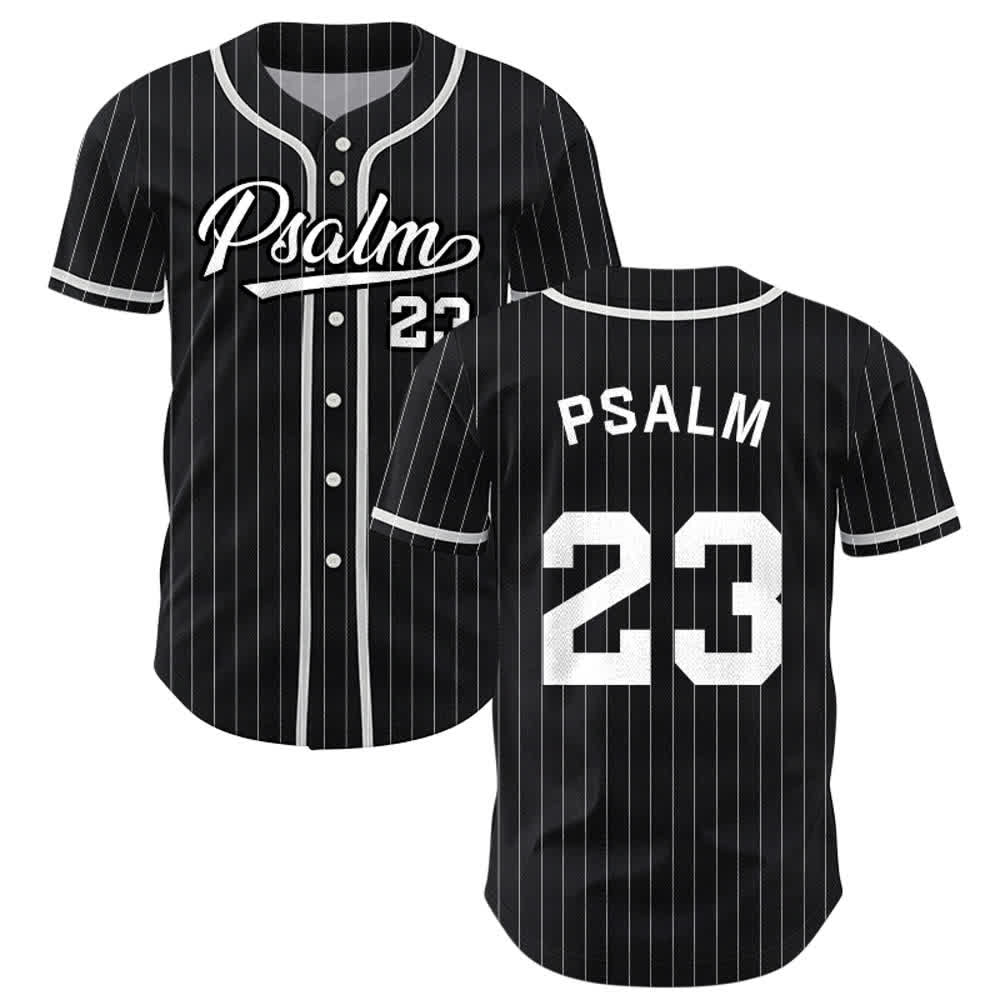 Christianartworkshop Psalm 23 Nadelstreifen-Baseballtrikot mit Knöpfen - Schwarz - 5XL - image 7