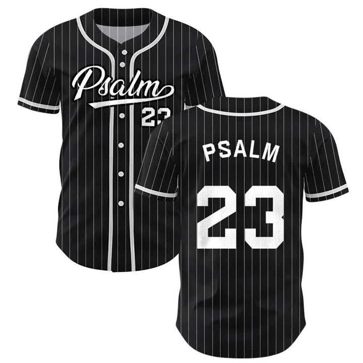 Christianartworkshop Psalm 23 Nadelstreifen-Baseballtrikot mit Knöpfen - Schwarz - 5XL - image 7