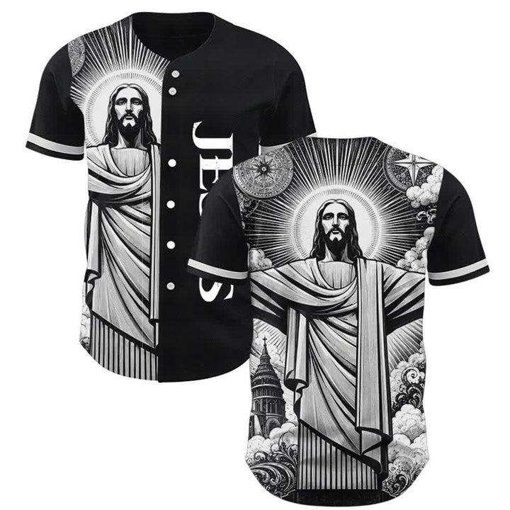 Christianartworkshop Monochrome Jesus Halo Street Baseballtrikot - 5XL - image 0