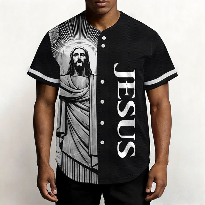 Christianartworkshop Monochrome Jesus Halo Street Baseballtrikot - image 6