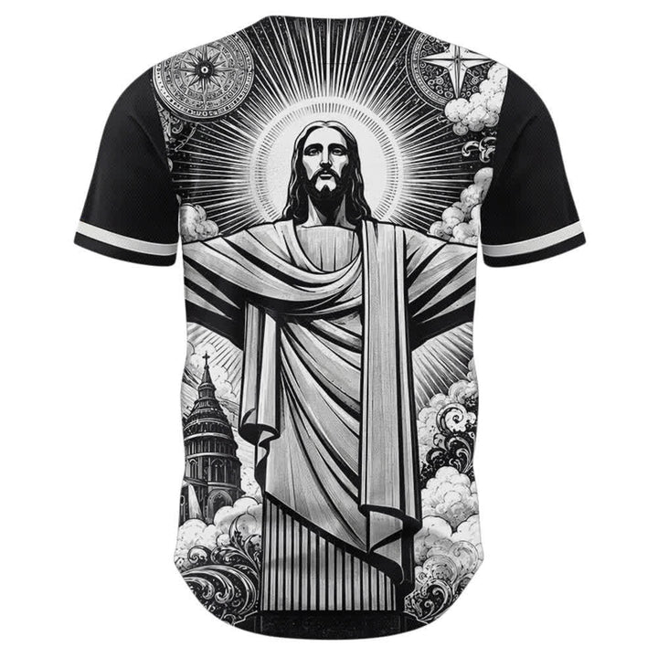 Christianartworkshop Monochrome Jesus Halo Street Baseballtrikot - image 1