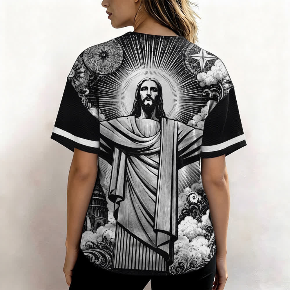 Christianartworkshop Monochrome Jesus Halo Street Baseballtrikot - image 3