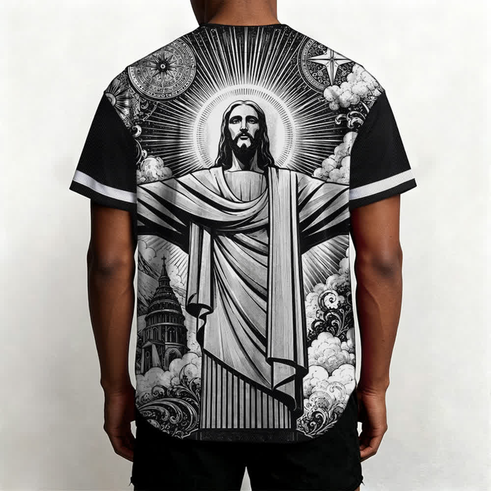 Christianartworkshop Monochrome Jesus Halo Street Baseballtrikot - image 5