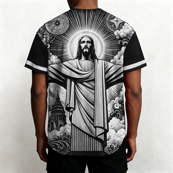 Christianartworkshop Monochrome Jesus Halo Street Baseballtrikot - image 5