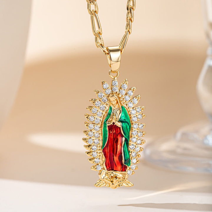 Christianartworkshop Halskette mit Anhänger „Strahlender Heiligenschein von Guadalupe“: Symbol sanften himmlischen Segens - Unsere Liebe Frau A - image 0