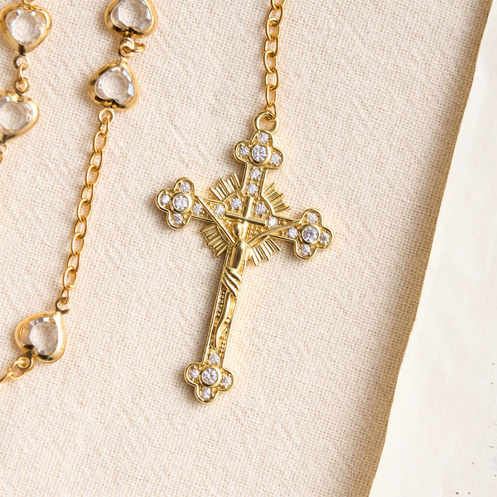 Christianartworkshop Funkelnder Rosenkranz in Herzform aus Zirkon mit Juwelenkreuz: Symbol zärtlicher himmlischer Zuneigung - image 7