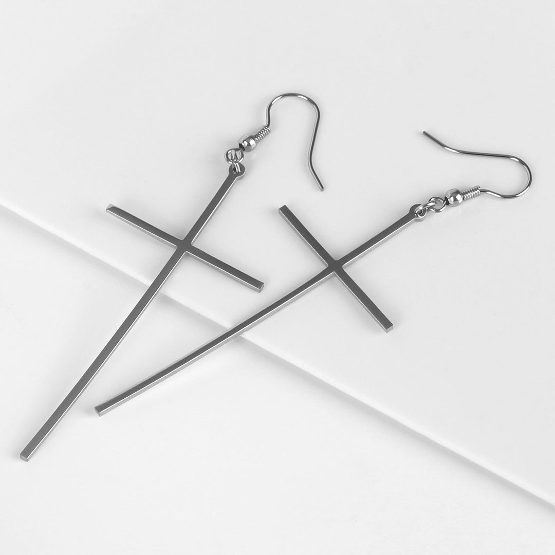 Christianartworkshop Schmale, lange Kreuzohrringe: Symbol stiller, heiliger Gelassenheit - image 12