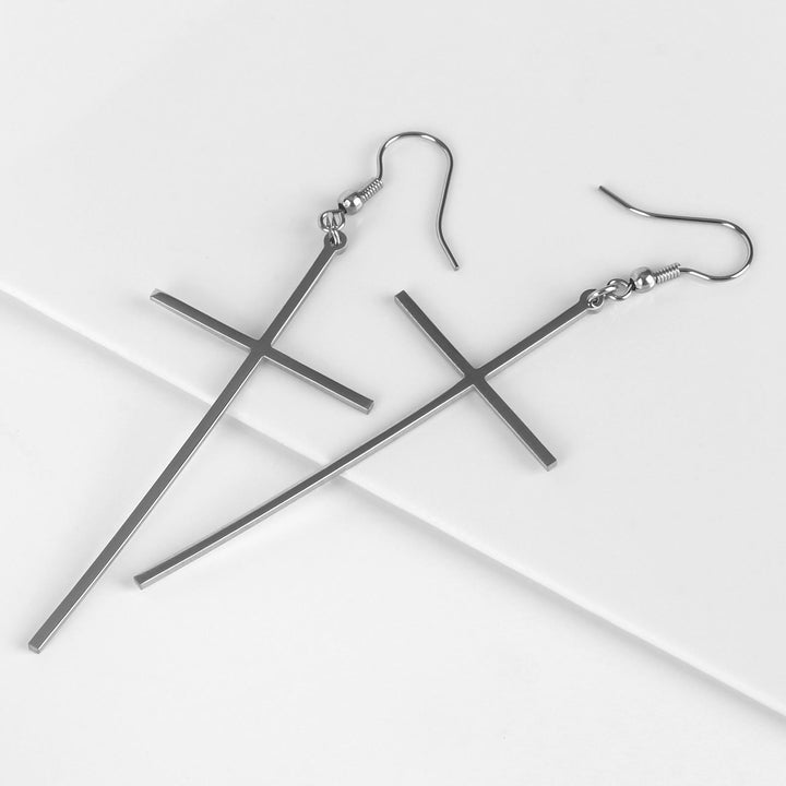 Christianartworkshop Schmale, lange Kreuzohrringe: Symbol stiller, heiliger Gelassenheit - image 12