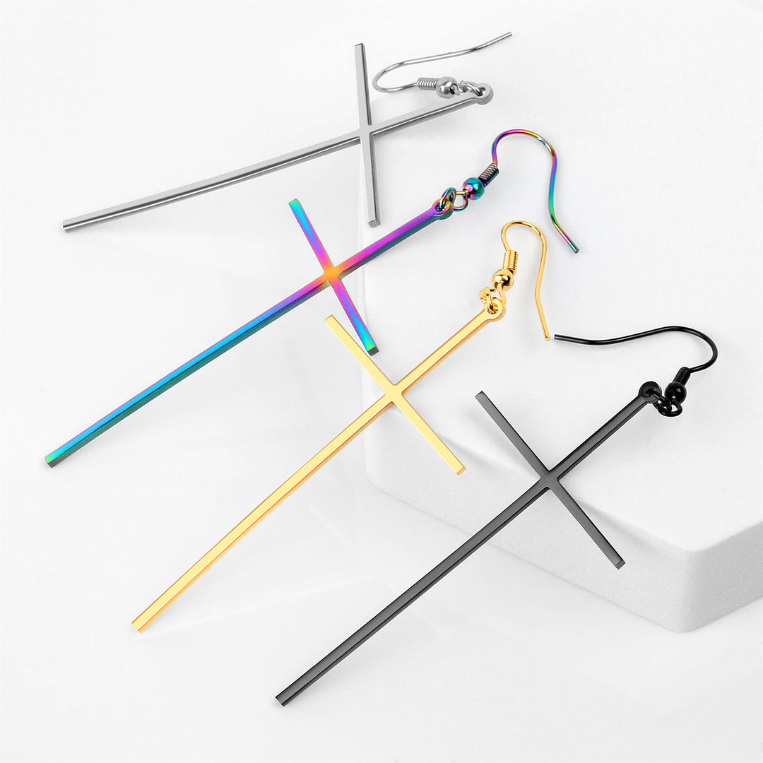 Christianartworkshop Schmale, lange Kreuzohrringe: Symbol stiller, heiliger Gelassenheit - image 2