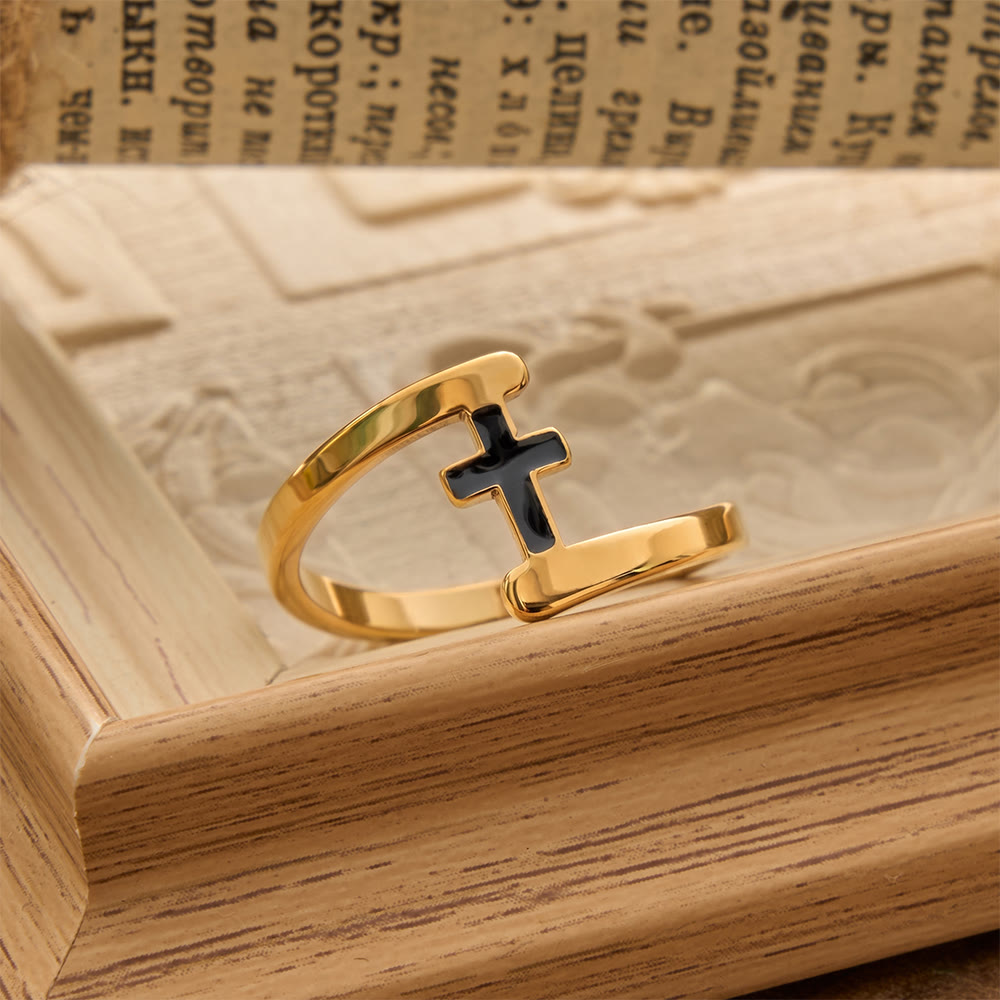 Christianartworkshop Gebogener Rahmen, schwarzer Kreuzring mit Einlage: Symbol beständiger himmlischer Führung - image 2