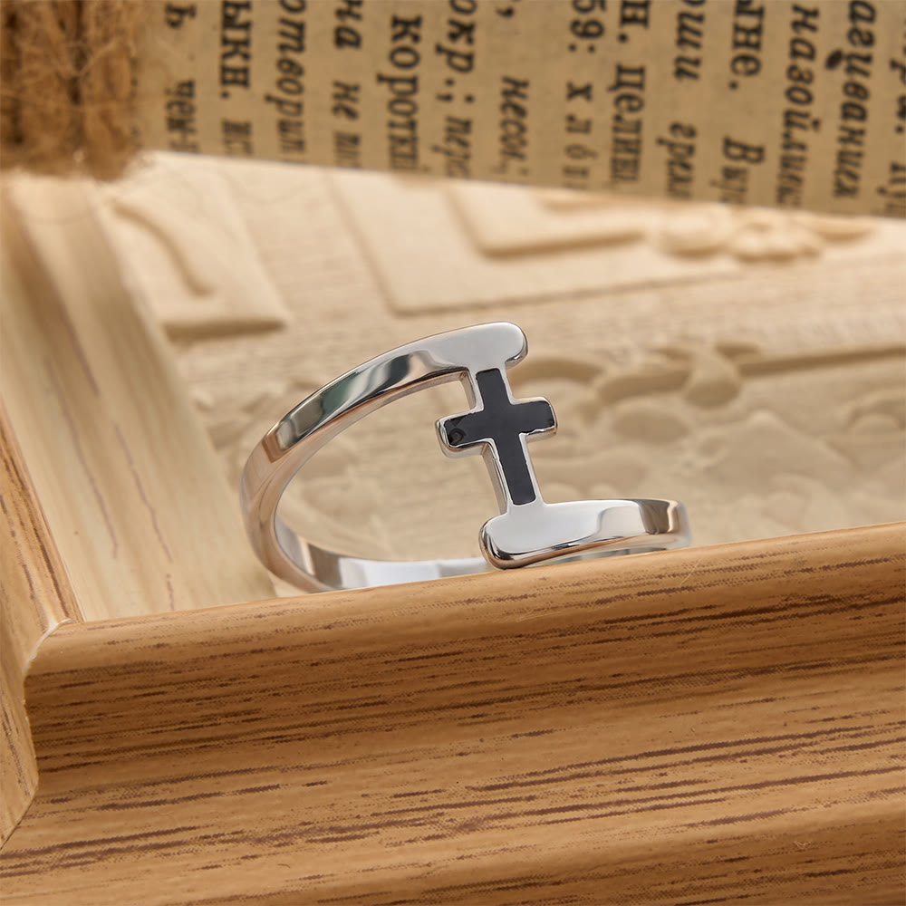 Christianartworkshop Gebogener Rahmen, schwarzer Kreuzring mit Einlage: Symbol beständiger himmlischer Führung - image 4