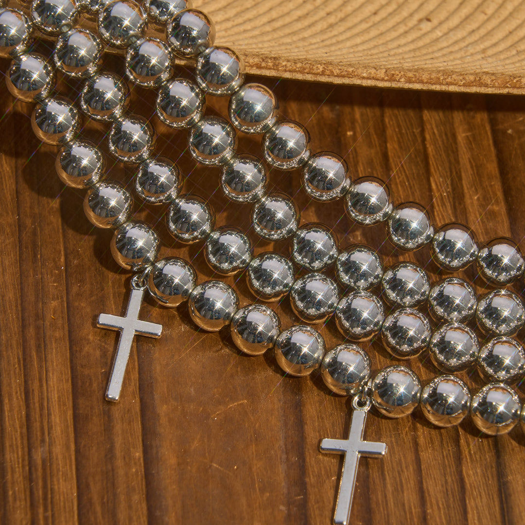Christianartworkshop Luxuriöses Statement-Choker mit Perlen und funkelndem Kreuz: Trägerin himmlischer Ruhe - image 8
