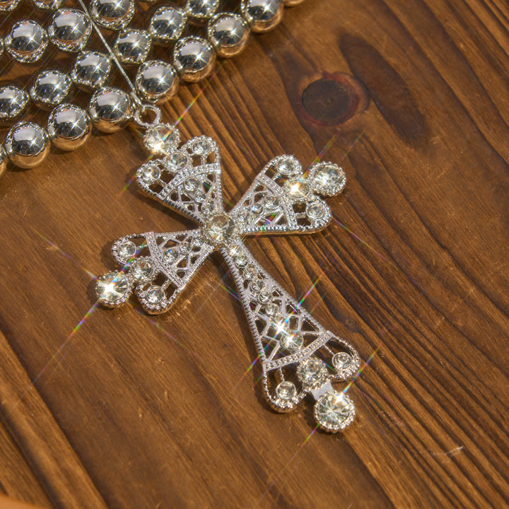 Christianartworkshop Luxuriöses Statement-Choker mit Perlen und funkelndem Kreuz: Trägerin himmlischer Ruhe - image 9