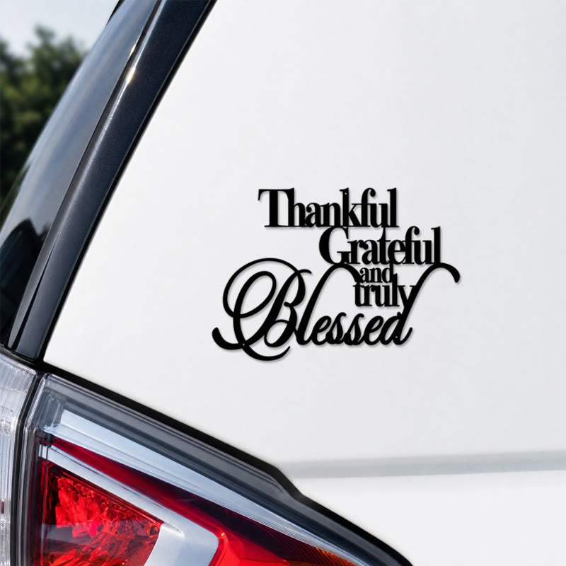 Christianartworkshop Autoaufkleber „Dankbar und gesegnet“ in Schreibschrift: Symbol himmlischer Dankbarkeit - image 4
