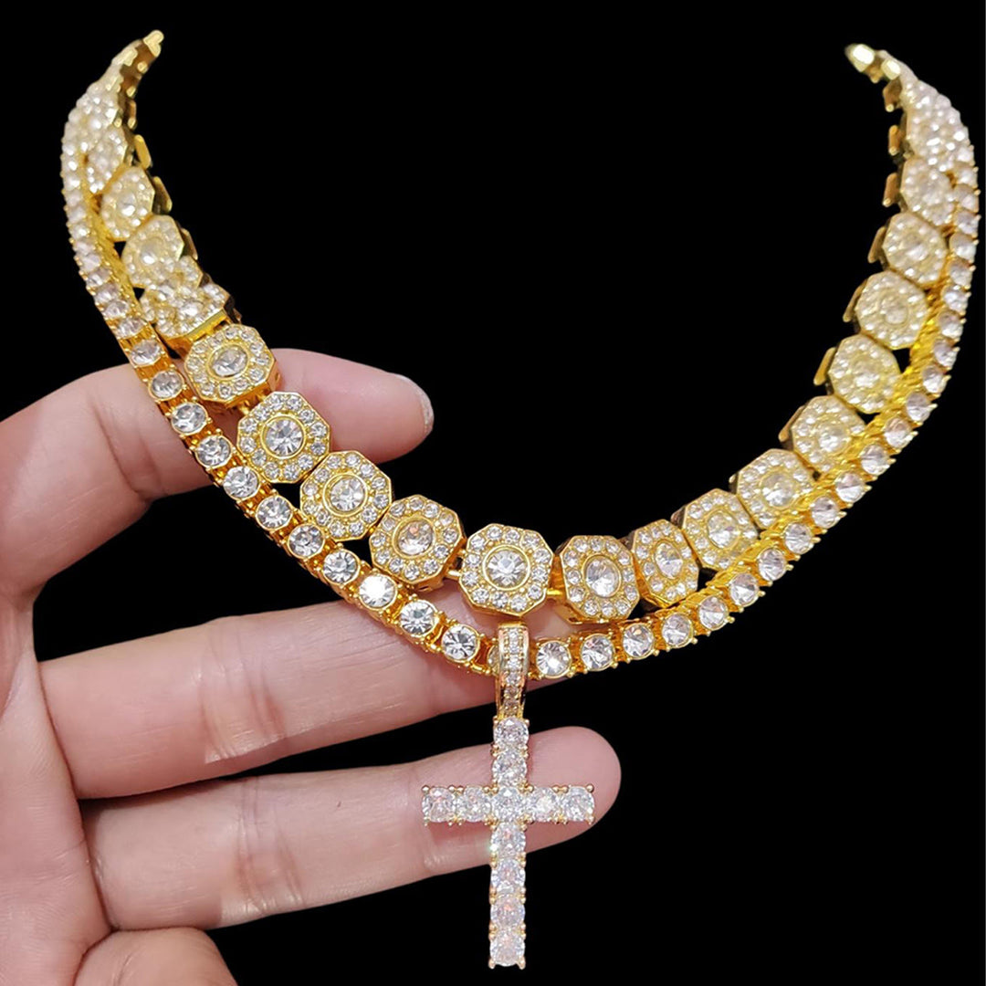 Christianartworkshop Doppellagige, mit Diamanten besetzte Kreuzkette: Symbol strahlenden himmlischen Segens - image 4