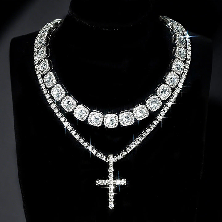 Christianartworkshop Doppellagige, mit Diamanten besetzte Kreuzkette: Symbol strahlenden himmlischen Segens - image 7