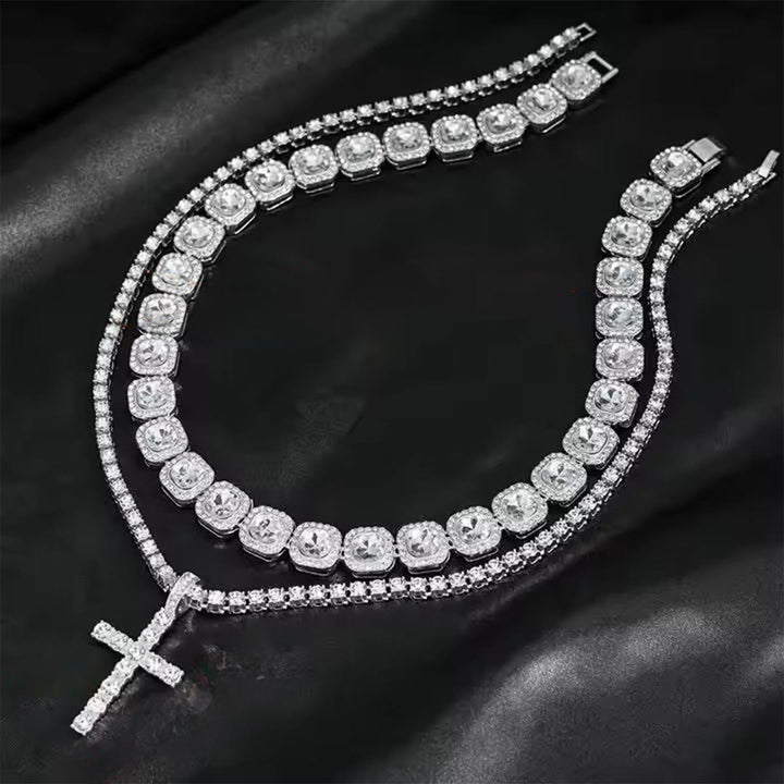 Christianartworkshop Doppellagige, mit Diamanten besetzte Kreuzkette: Symbol strahlenden himmlischen Segens - image 6