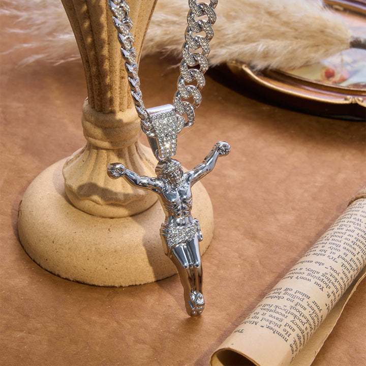 Christianartworkshop Statement-Kette mit markantem, strukturiertem Kruzifix: Symbol strahlender, heiliger Zuflucht - image 2