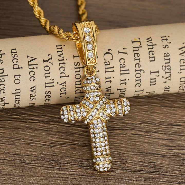 Christianartworkshop Mit Strass besetzte Seilketten-Kreuzkette: Symbol zeitloser himmlischer Gnade - image 3